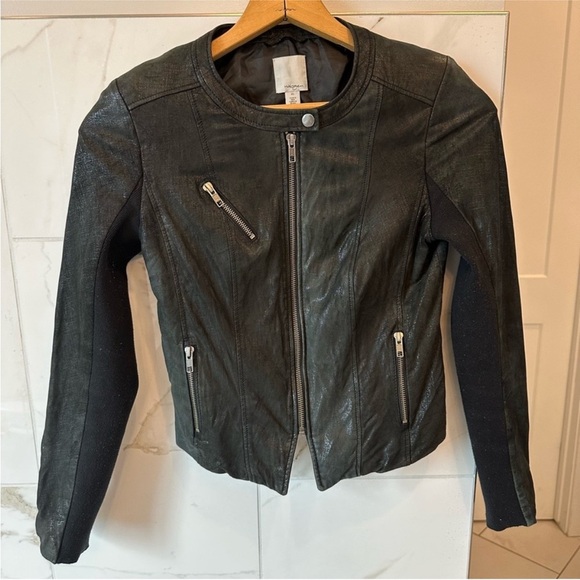 Halogen rocket chic shimmer finish leather suede jacket size XS - Picture 2 of 4